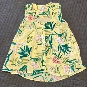 Style & Co Yellow Sleeveless Floral Top Blouse (worn once) Size XS